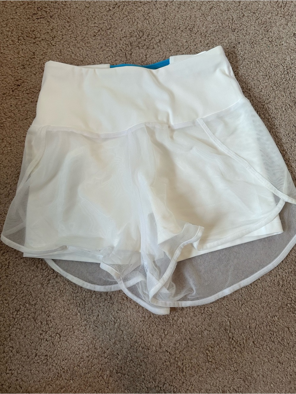 Women’s White Athletic Layered Mesh Shorts